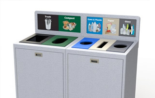 Plastic Recycle Bins & Trash Receptacles Five Stream+ Recycling Bins & Containers