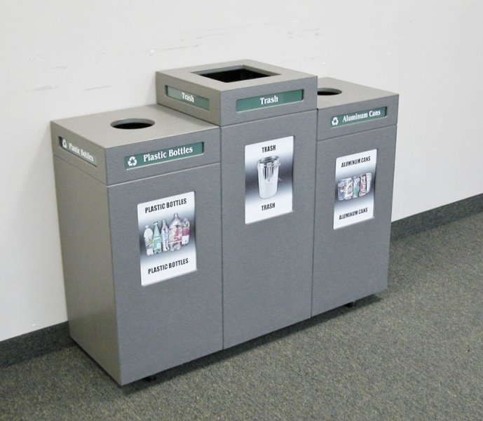 Pedestal Recycling Station – Triple Stream | Waste Wise Products