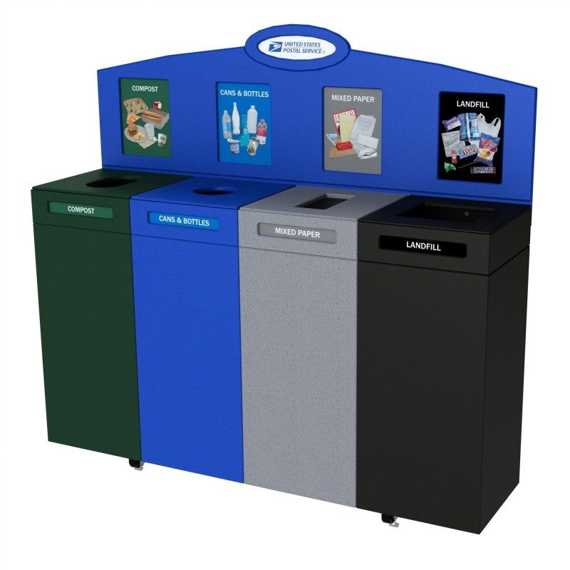 Large Top Loading Recycling Station - Quad Stream | Waste Wise Products