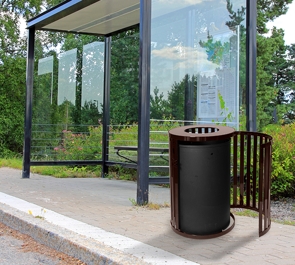 Streetscape Outdoor Trash Receptacle with Door