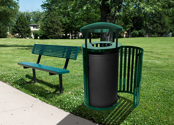 Streetscape Outdoor Canopy Trash Receptacle with Door